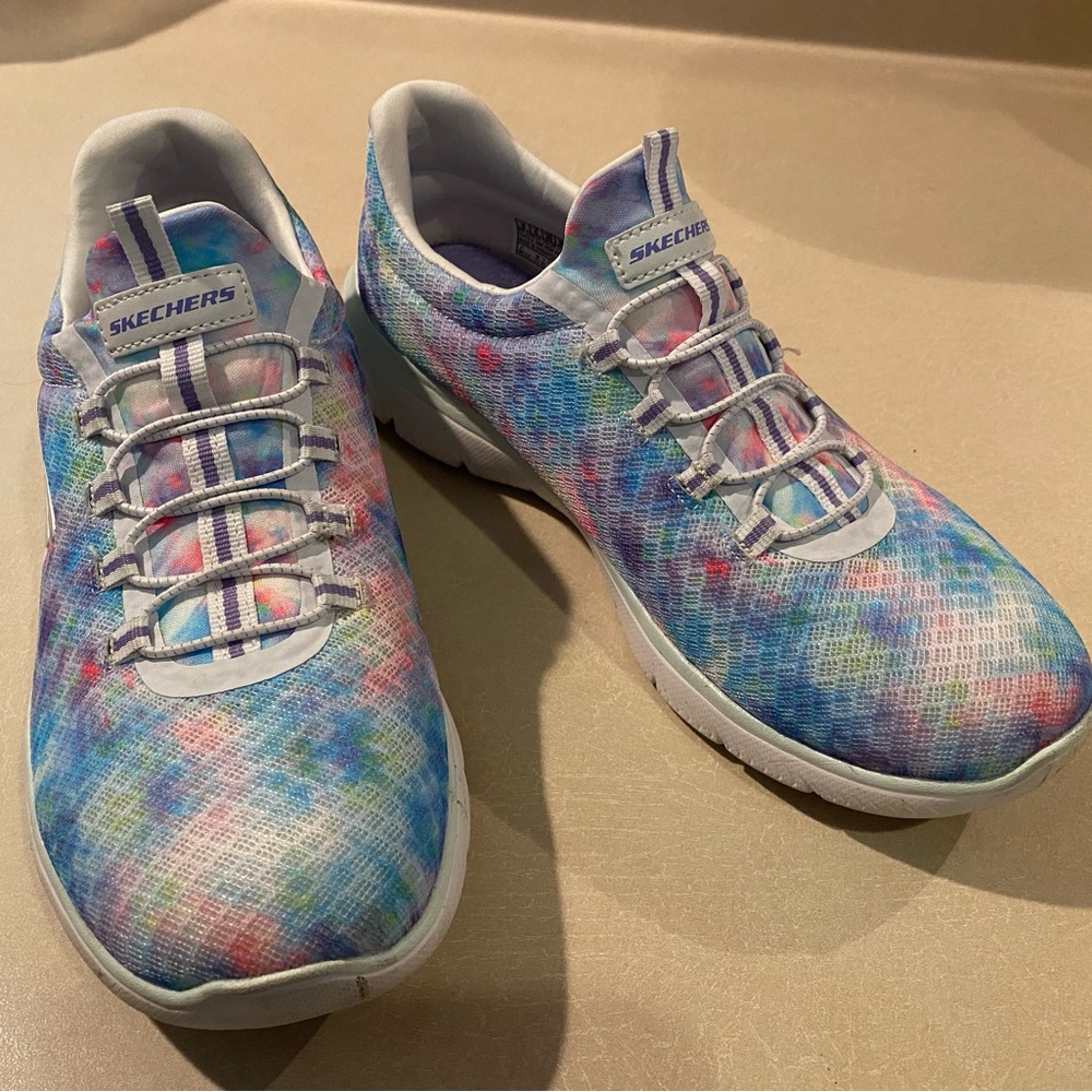 Skechers Blue Pink Sneakers Vibrant Tie-Dye Comfort
